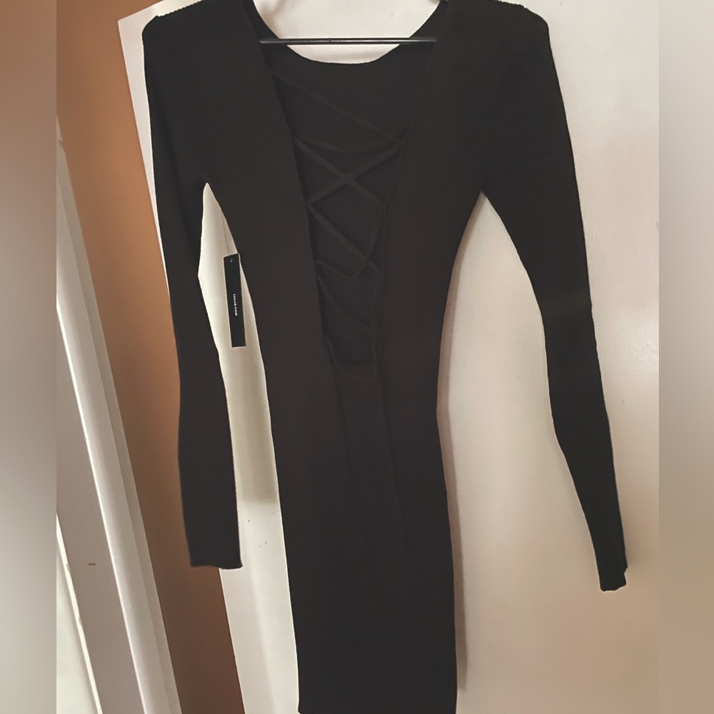 Lulus, lace up back, mini, body con dress.
